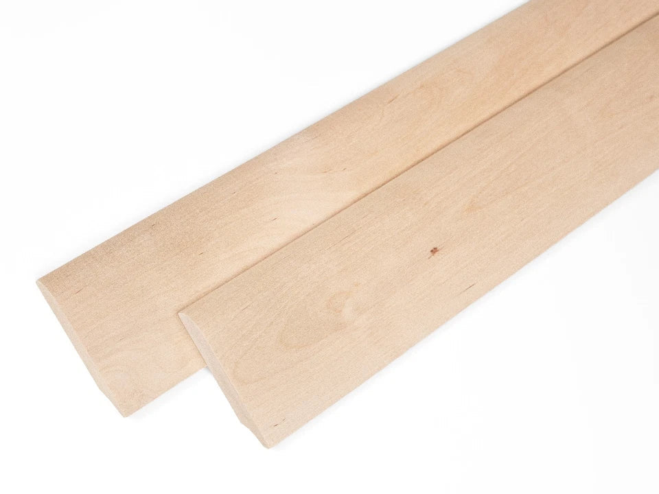 Listwa przypodłogowa z litej brzozy, klasa A/B, 24x80 mm, olej woskowy naturalny biały, długość 2000 mm, zaokrąglony rant R = 20 mm