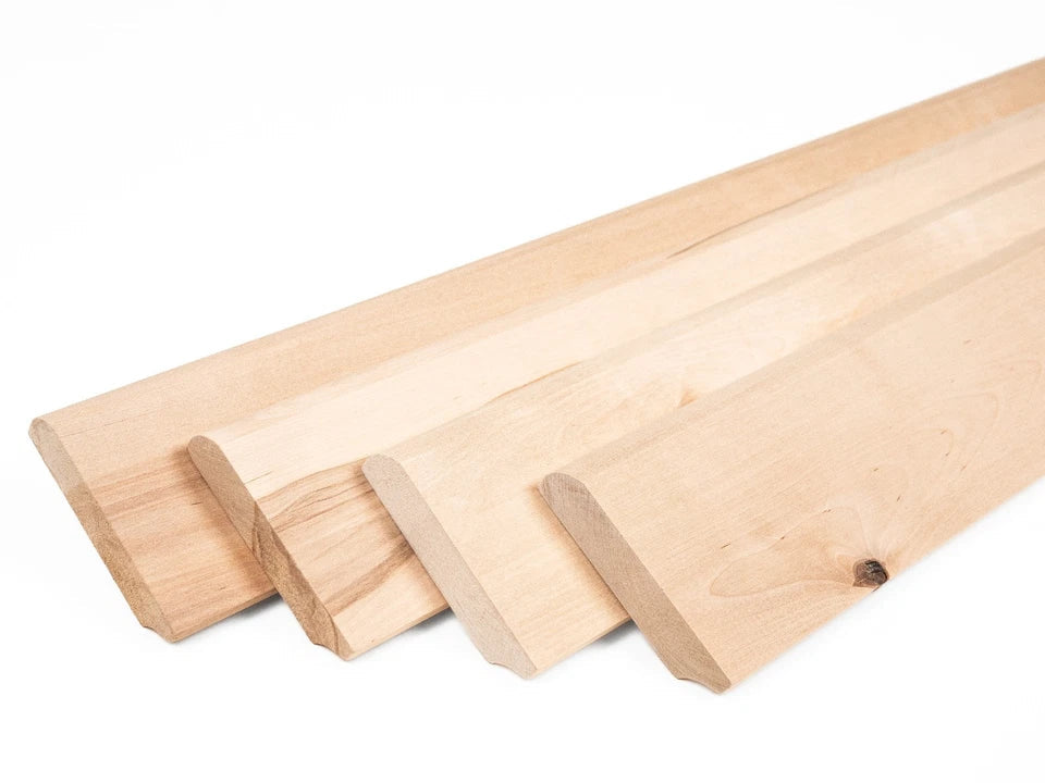 Listwa przypodłogowa lite drewno brzozowe, rustykalna 24x100 mm, surowa, długość 2000 mm, z promieniem 5 mm, bez wypełnienia