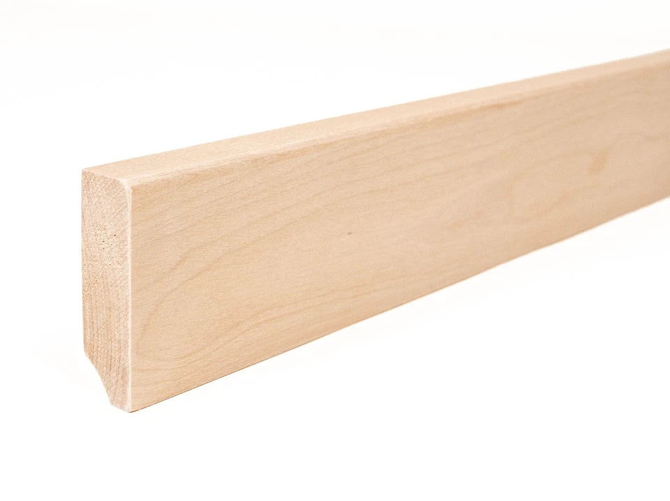 Listwa przypodłogowa z litej brzozy, klasa A/B, 24x80 mm, surowa, długość 2000 mm, zaokrąglony rant R = 5 mm