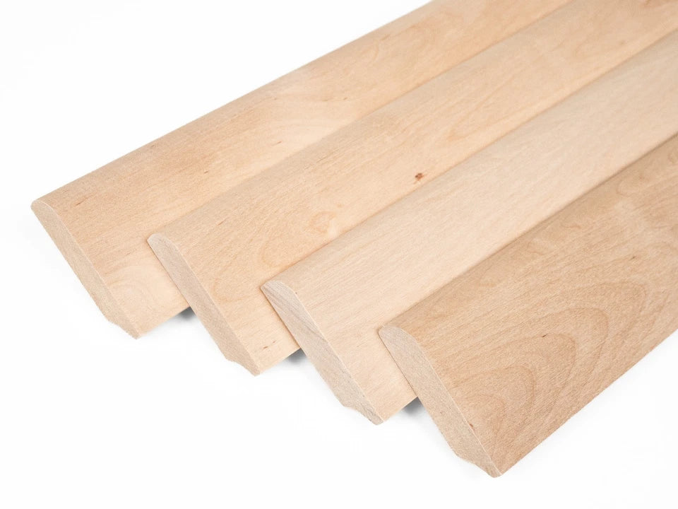 Listwa przypodłogowa z litej brzozy, klasa A/B, 24x80 mm, olej woskowy naturalny biały, długość 2000 mm, zaokrąglony rant R = 20 mm