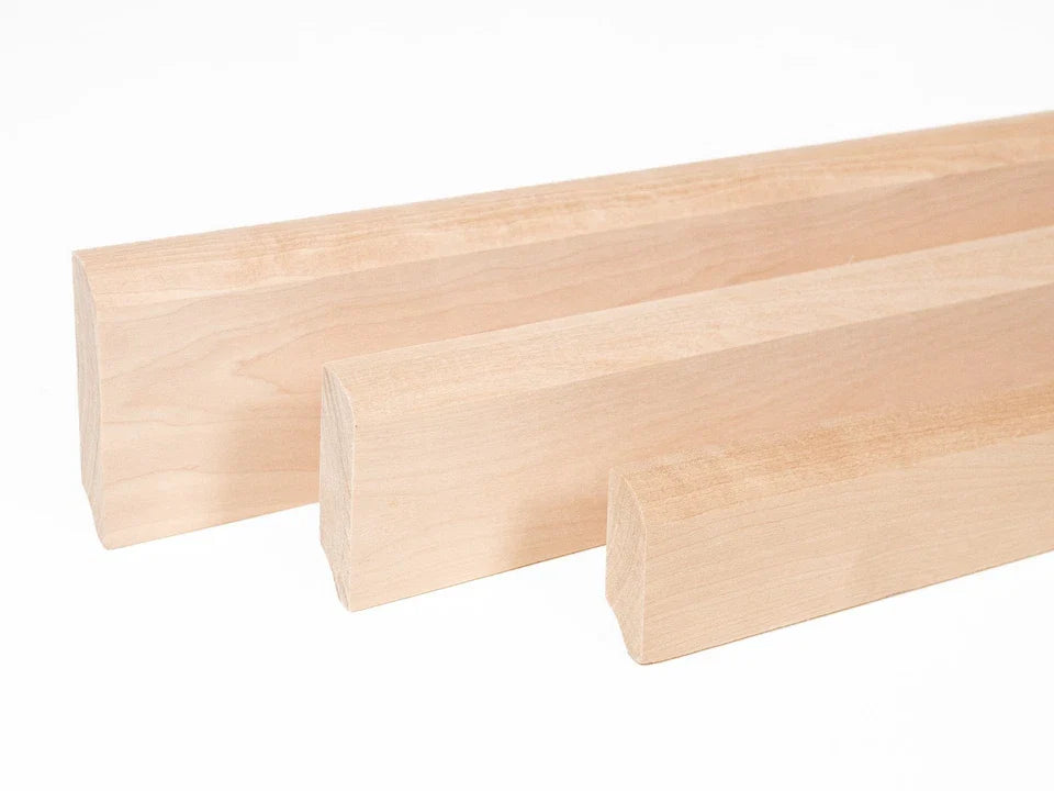Listwa przypodłogowa z litej brzozy, klasa A/B, 24x100 mm, olej woskowy naturalny biały, długość 2000 mm, zaokrąglony rant R = 20 mm