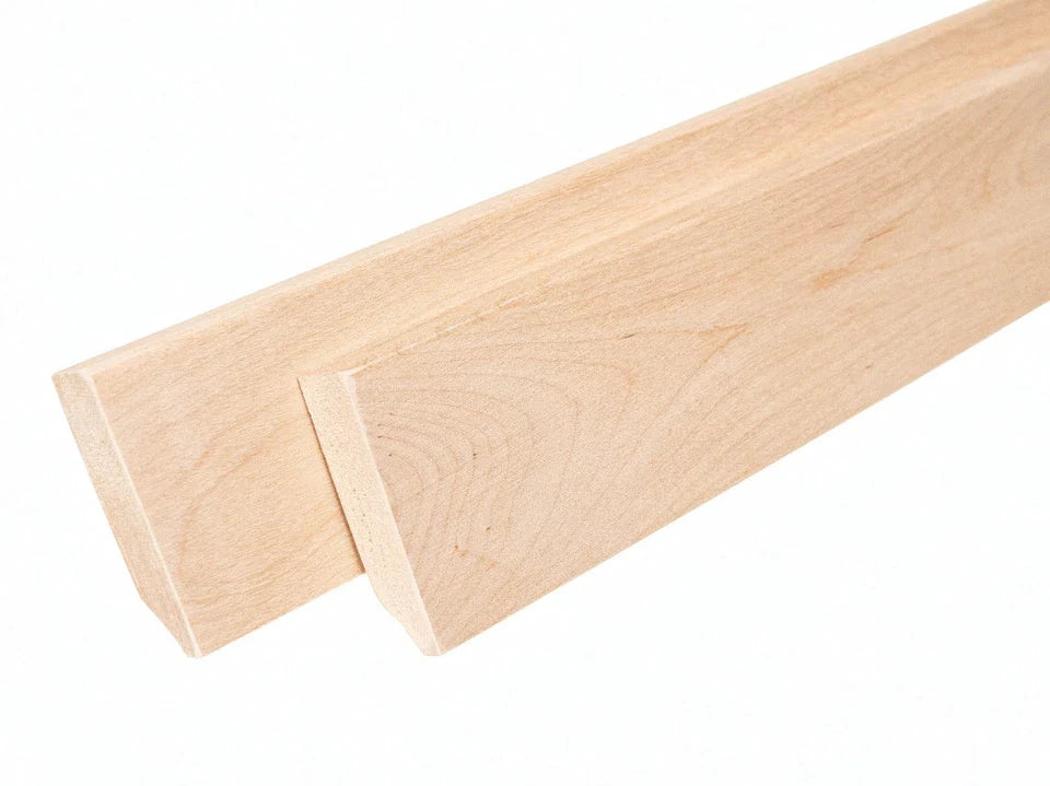 Listwa przypodłogowa z litej brzozy, klasa A/B, 24x80 mm, surowa, długość 2000 mm, zaokrąglony rant R = 5 mm