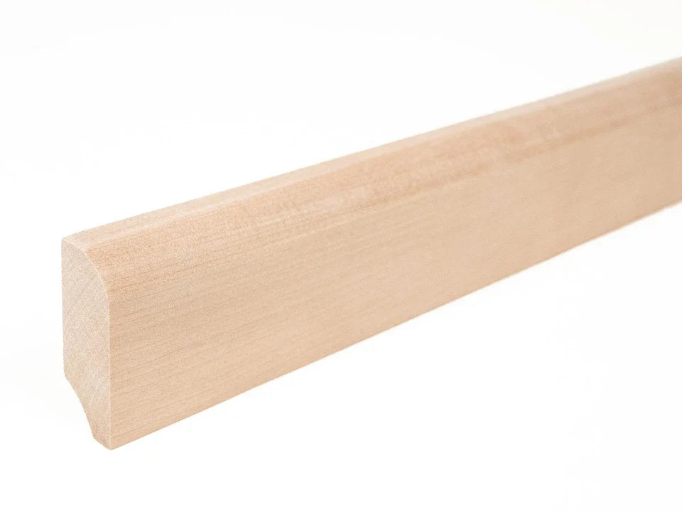 Listwa przypodłogowa z litej brzozy, klasa A/B, 24x60 mm, surowa, długość 2000 mm, zaokrąglony rant R = 20 mm