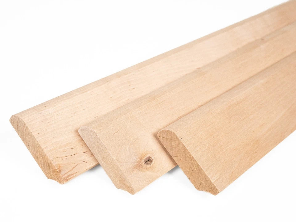 Listwa przypodłogowa lite drewno brzozowe, rustykalna 24x80 mm, olej woskowy twardy naturalny biały, długość 2000 mm, z promieniem 5 mm, bez wypełnienia