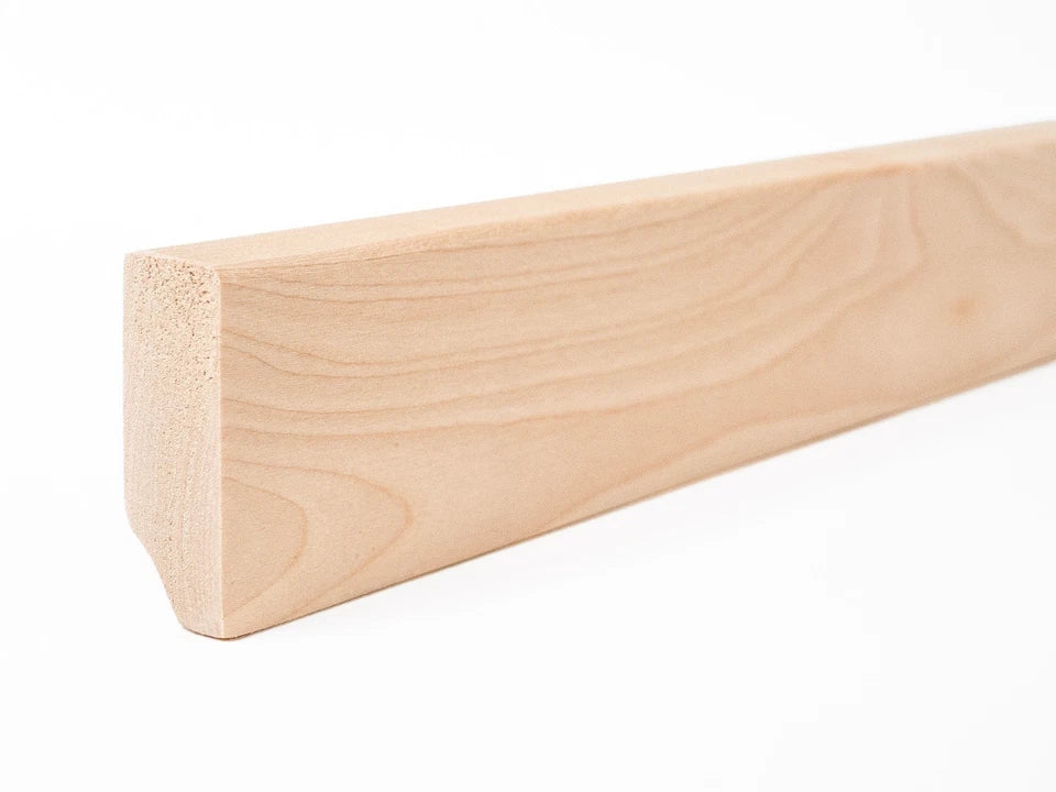 Listwa przypodłogowa z litej brzozy, klasa A/B, 24x60 mm, olej woskowy naturalny biały, długość 2000 mm, zaokrąglony rant R = 5 mm