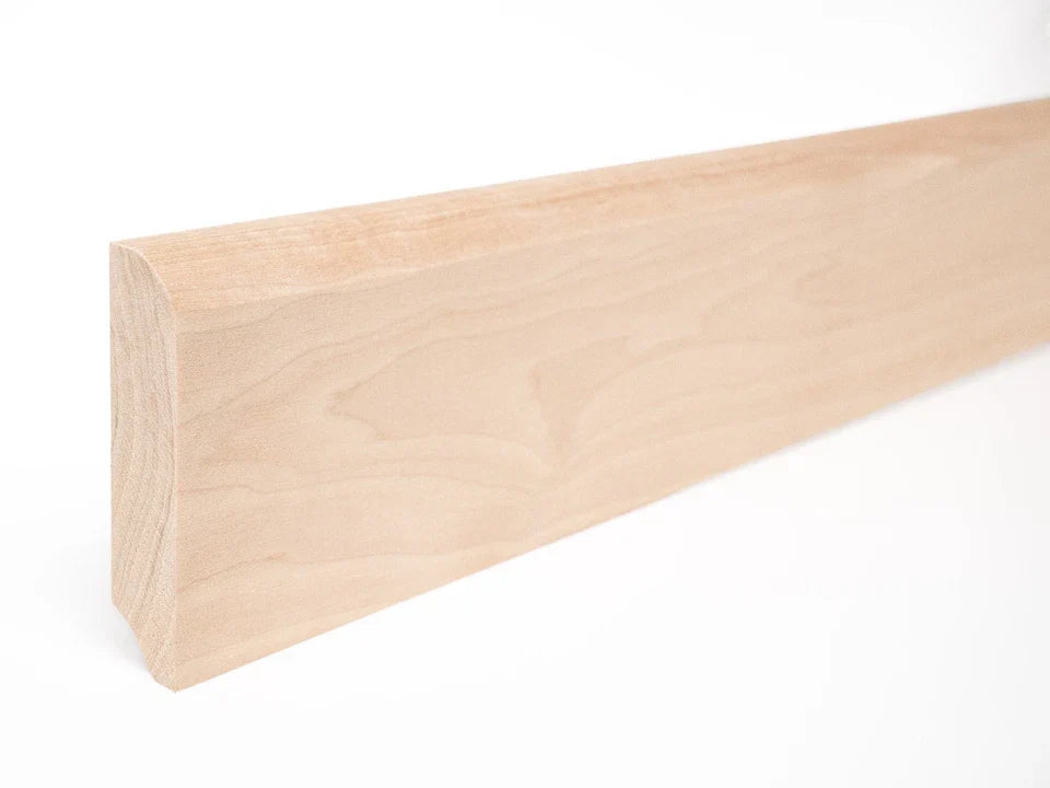 Listwa przypodłogowa z litej brzozy, klasa A/B, 24x100 mm, olej woskowy naturalny biały, długość 2000 mm, zaokrąglony rant R = 20 mm