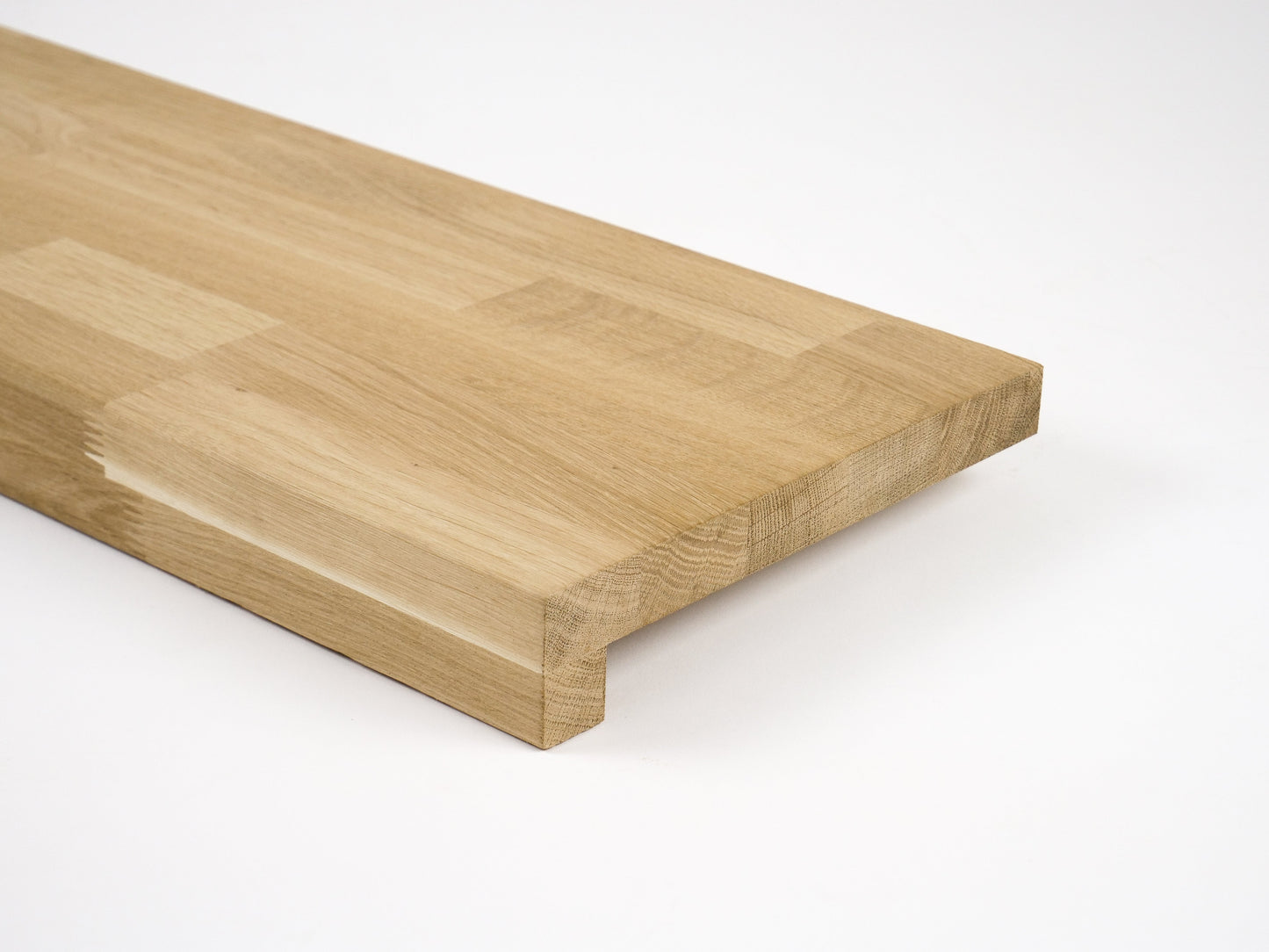 Stair tread Windowsill with overhang Oak A/B, finger jointed lamellas, 20 mm, niewykończony