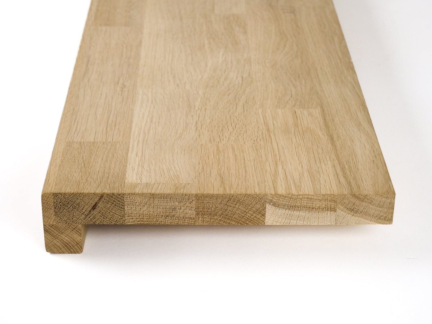 Stair tread Windowsill with overhang Oak A/B, finger jointed lamellas, 20 mm, niewykończony