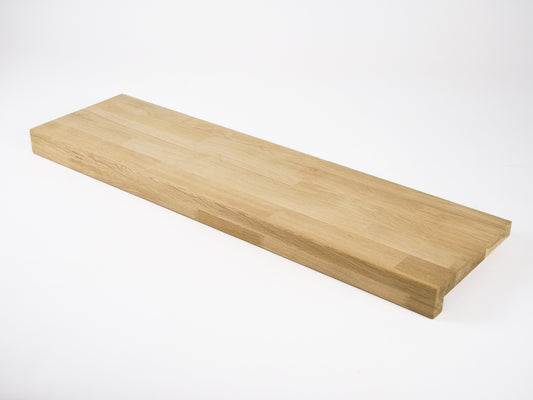 Stair tread Windowsill with overhang Oak A/B, finger jointed lamellas, 20 mm, niewykończony