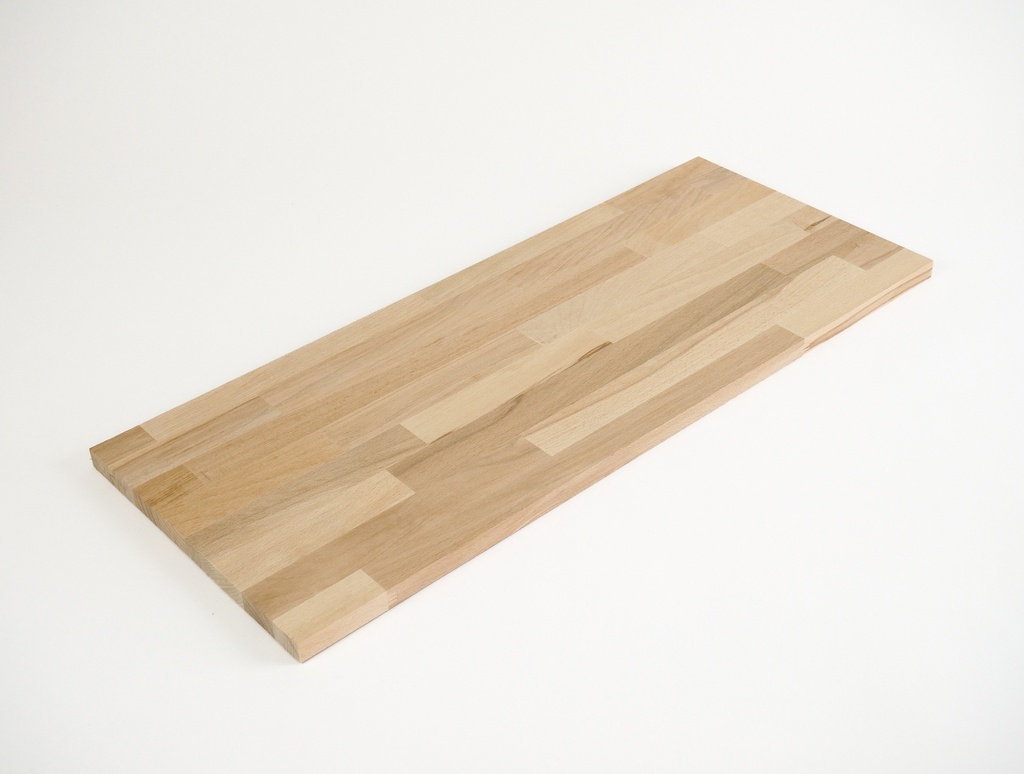 Solid edge glued panel DIY Beech Redheart A/C, finger jointed lamellas with fixed width, 19 mm